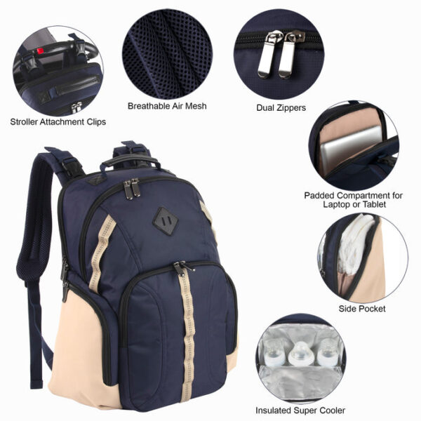Beautiful Two Tone Backpack Diaper Bag