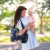 Beautiful Floral Navy Quilted Diaper Tote Bag