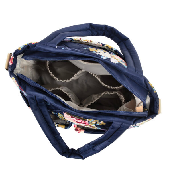 Beautiful Floral Navy Quilted Diaper Tote Bag