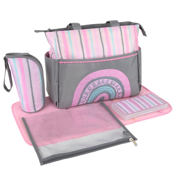 Beautiful 5pc Rainbow Themed Tote Diaper Bag