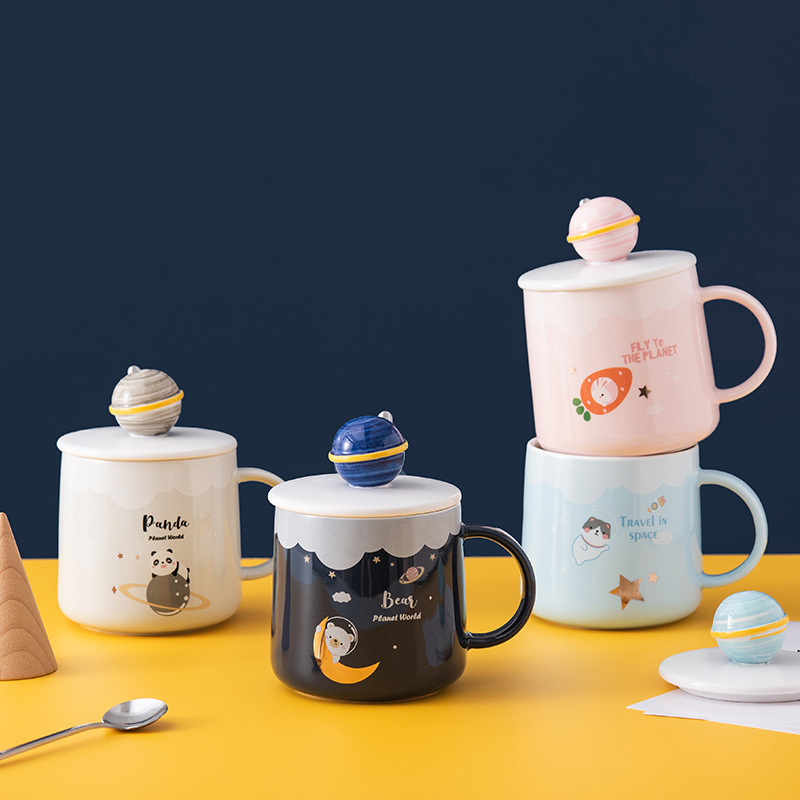 Cute Ceramic Cup with Lid