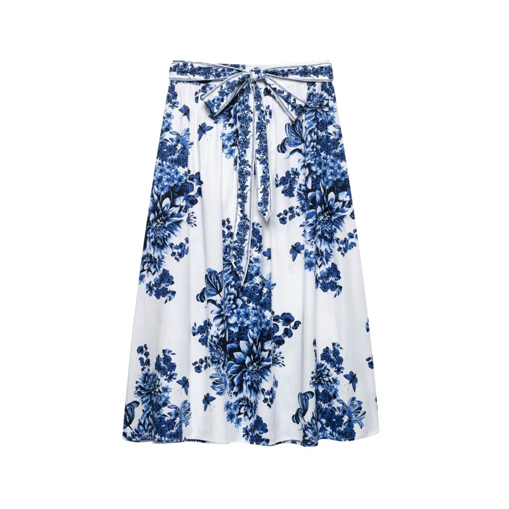 Paired with waist belt mid length skirt for women