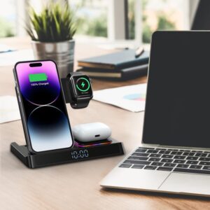 Apple 14 Phone and Watch Wireless Charger and Clock