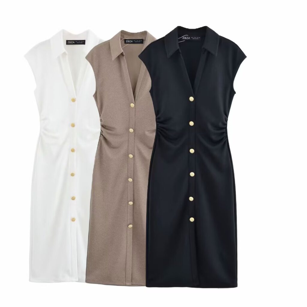 Women's Single Breasted Lapel Sleeveless Long Dress
