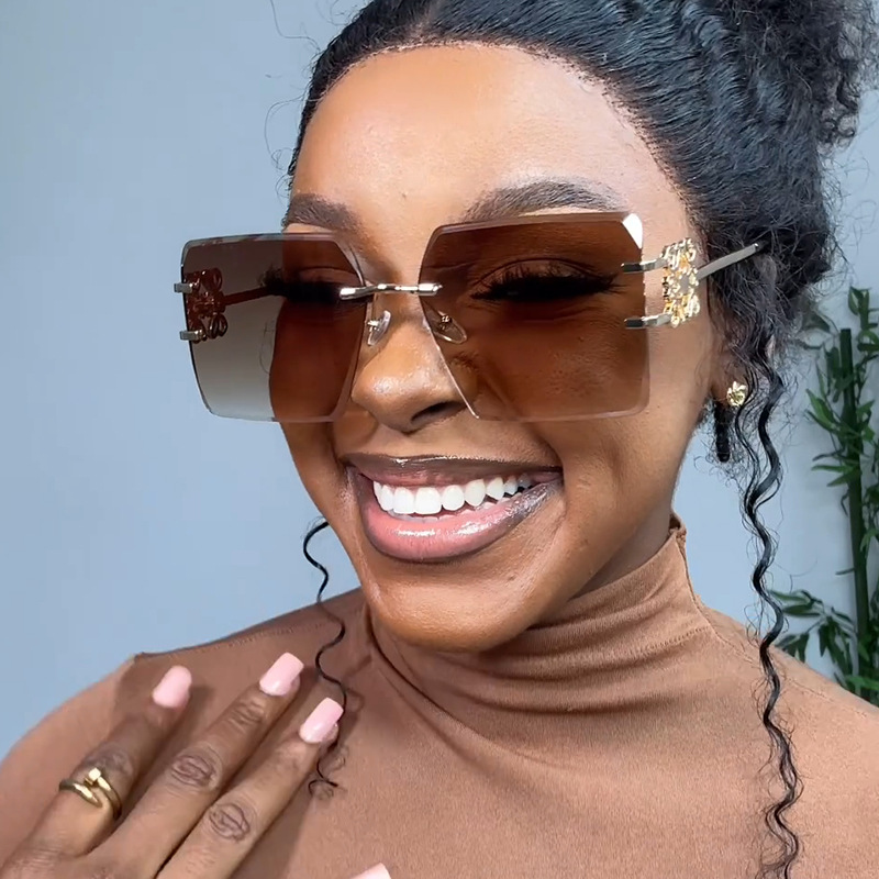 New Square Frameless Cut Edge Sunglasses