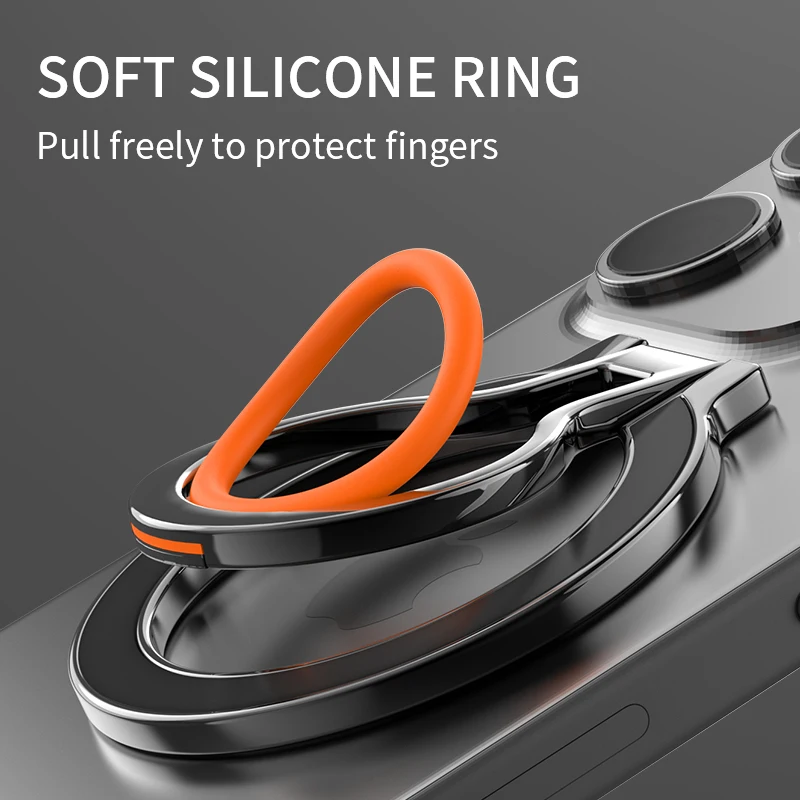 Finger ring rotating magnetic phone back holder stand