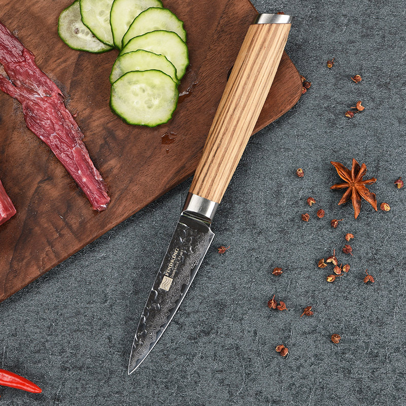 Wooden handle peeling knife