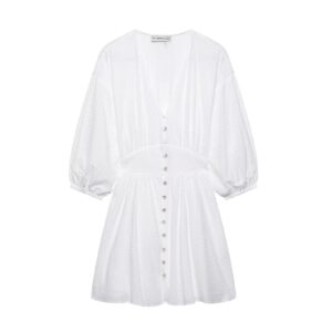 Women's V-neck Hollow Embroidery Loose Short Dress