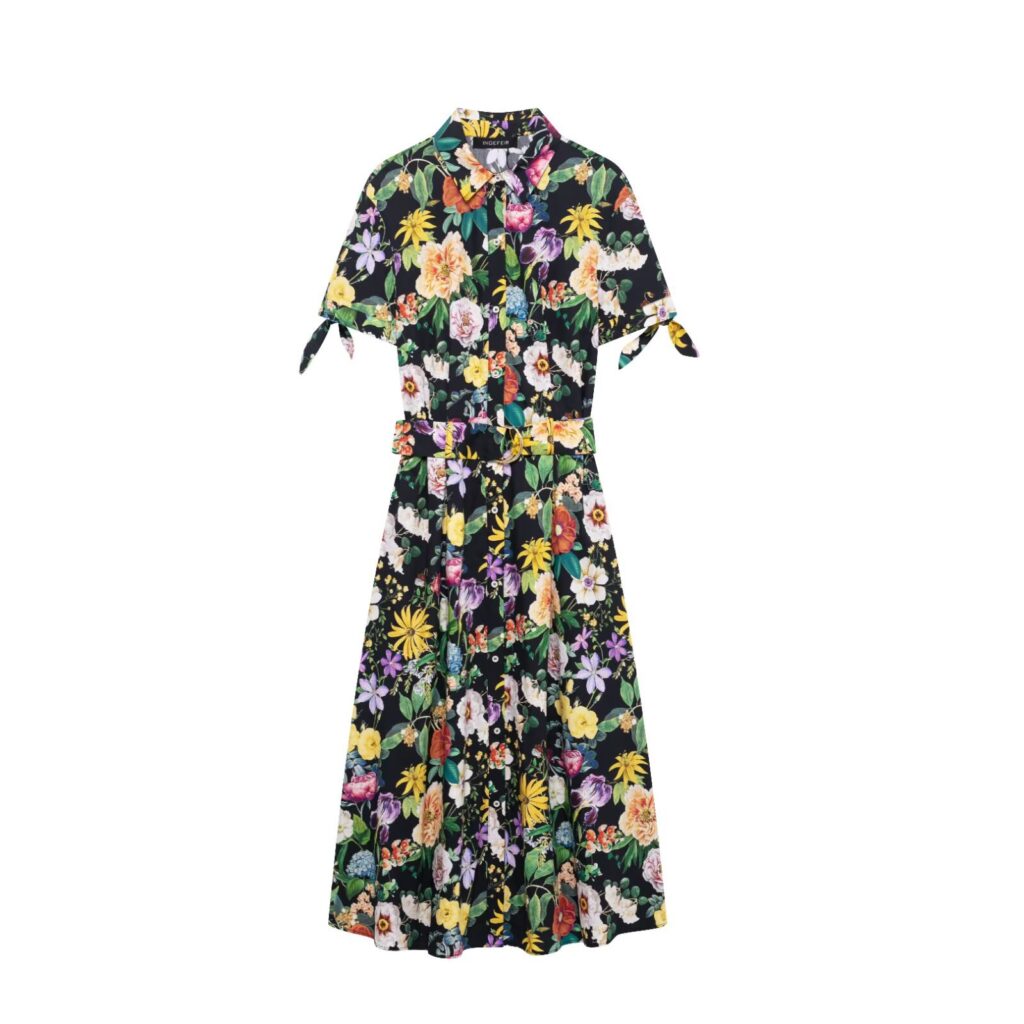 Women's shirt tie belt long dress