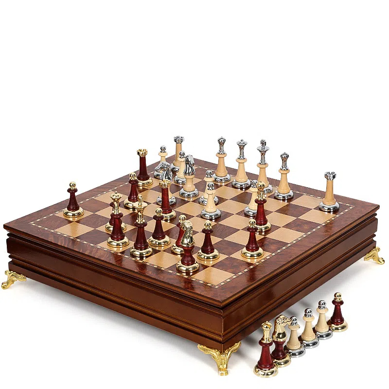 Luxury Metal and Solid Wood Chess Set