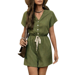 V-neck Pleated Jumpsuit