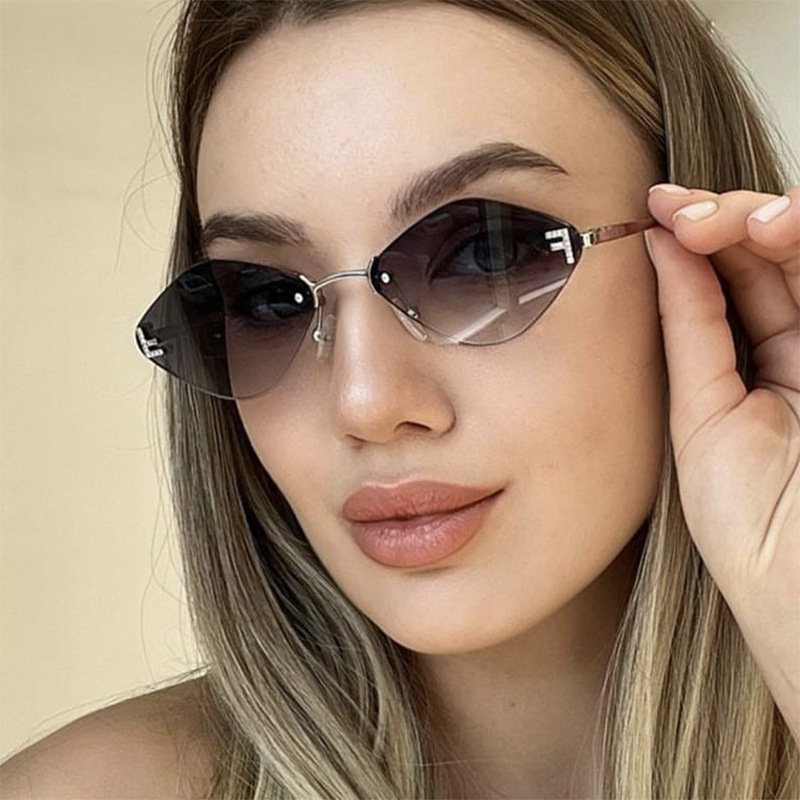 Frameless diamond shaped sunglasses