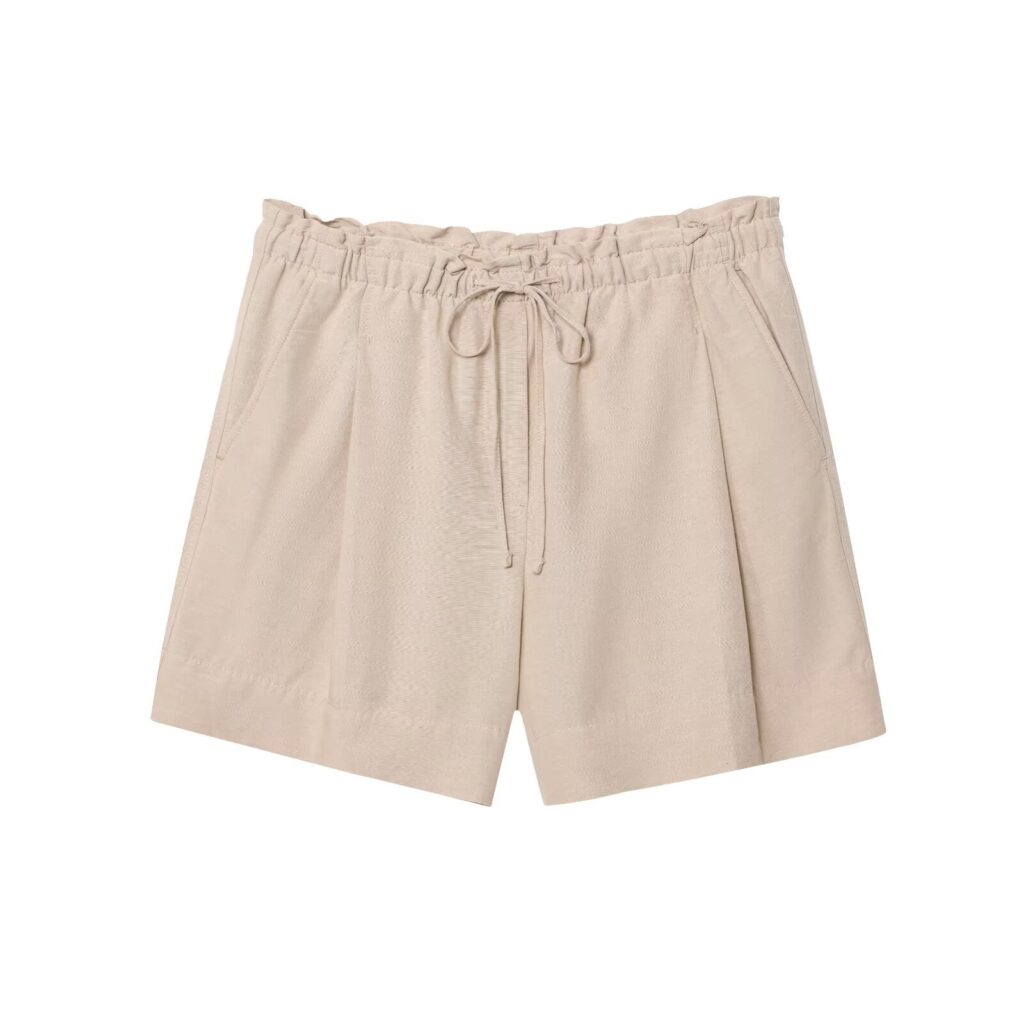 Elastic waist drawstring solid color casual shorts for women