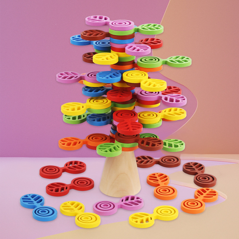 Stacking Tree Balance Building Blocks for Children's Puzzle, Stacking High, Stacking Music, Balance Tree Building, Wooden Toys, Parent Child Game