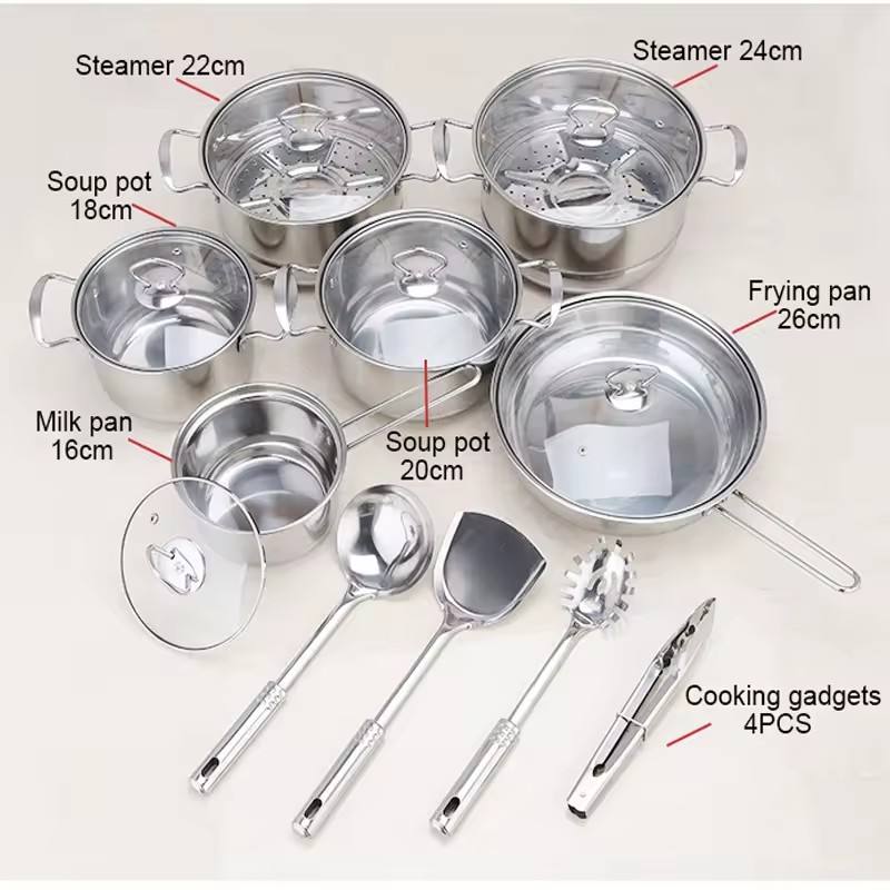 18 pieces Stainless Steel Cookware Set