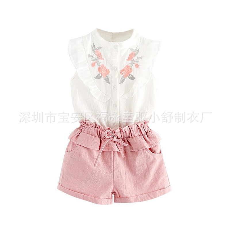 Girls Embroidered Two-Piece Set