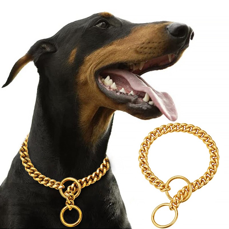 10mm Gold Stainless Steel Dog Necklace