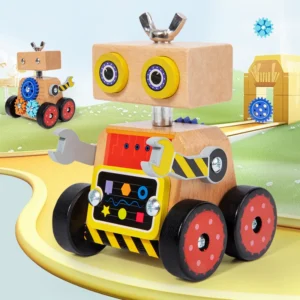 Wooden Montessori Multifunctional Gear Assembly Robot