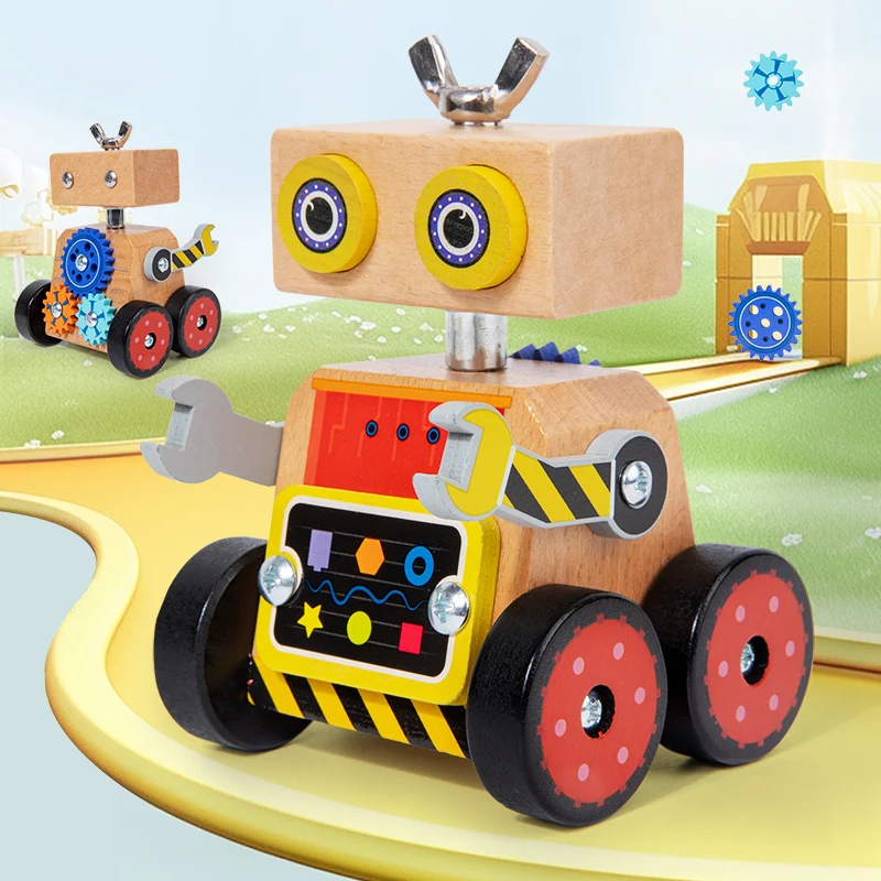 Wooden Montessori Multifunctional Gear Assembly Robot