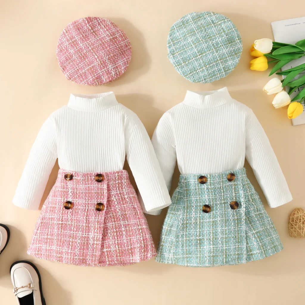 Knit Long Sleeve Baby Girls Two-Piece
