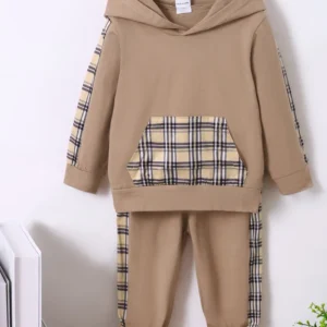Children's Plaid Hoodie and Pants Set