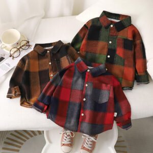 Toddler Boys Plaid Cotton Shirts