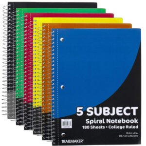 5 Subject spiral bound notebook