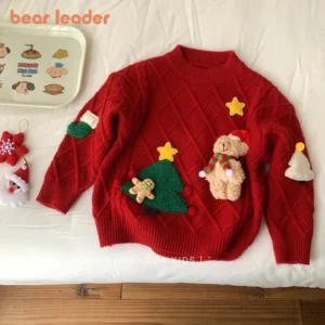 Girls Bear Christmas Top