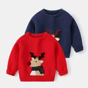Reindeer Pattern Kids' Christmas Sweater