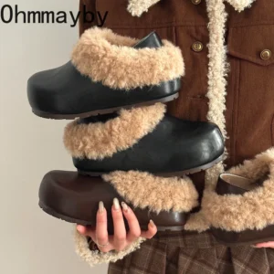 Winter Warm Cotton Women Chunky Loafer