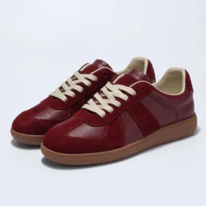 Women’s Genuine Leather Bow Sneakers – Non-Slip Round Toe Casual Flats