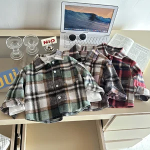 Boys’ Autumn Long Sleeve Plaid Shirt