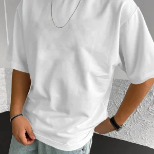 Pure White Breathable Short Sleeve Round Neck T-shirt