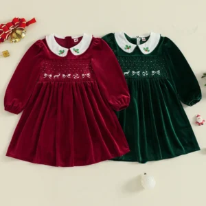Girls Velvet Christmas Dress
