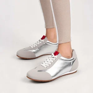 Women’s Silver Leather Casual Flats