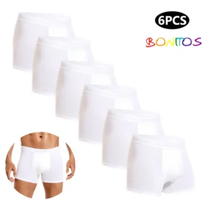 Men’s 6-Pack White Cotton Boxers