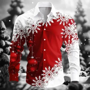 Christmas Men’s Long Sleeve Lapel Shirt