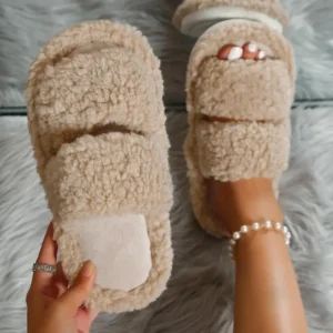 Women’s Fluffy Open-Toe Slippers