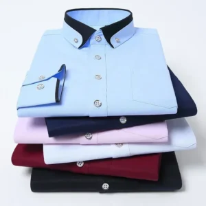 Men’s Contrast Collar Long Sleeve Shirt