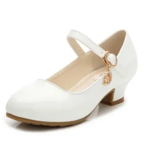 Girls' High Heel Leather Shoes