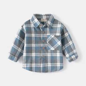 Boys’ Cotton Plaid Long Sleeve Shirt