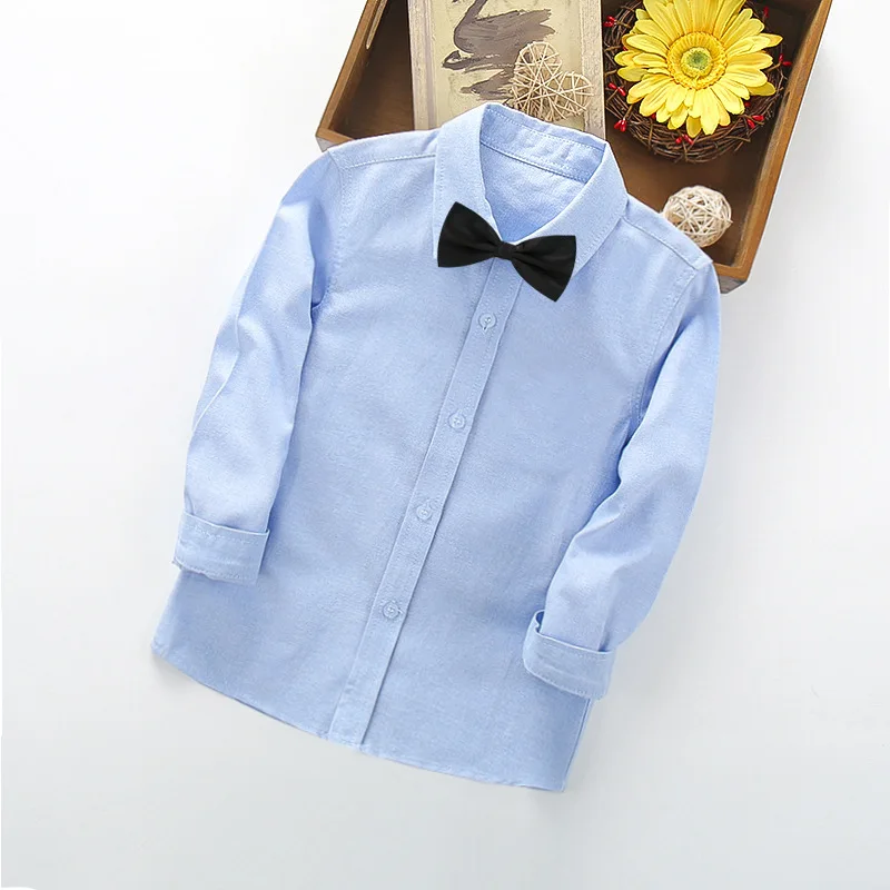 blue shirt black bow