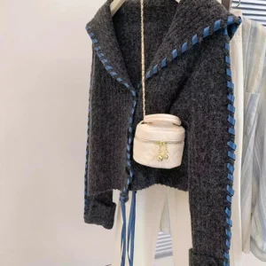 Women’s Preppy Navy Collar Knitted Cardigan