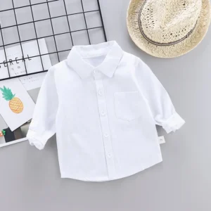 Children's SOLID WHITE Long Sleeve Shirt