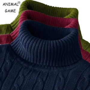 Men’s Turtleneck Sweater Knitted Pullover