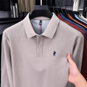 Men’s Pure Cotton Long Sleeve Polo Shirt