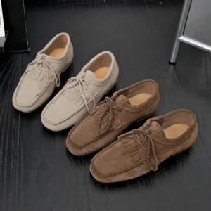 AIYUQI 2025 Women's Suede Loafers  Square Toe Flat Shoes For Women Large Size Shallow Mouth Soft Sole Female Moccasins