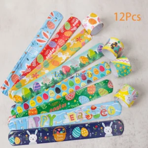 12Pcs Easter Themed Slap Bracelets