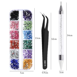 3Pcs Nails Art Accesorios Set Multi-Size Rhinestones 3D Crystal DIY Decorations Glitter Crystal Rivet Gem 3D Nail Supplies