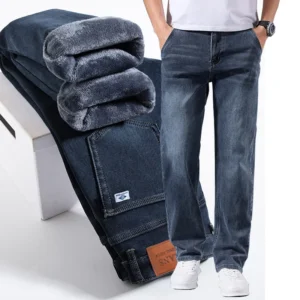 Men’s Winter Warm Fleece-Lined Jeans
